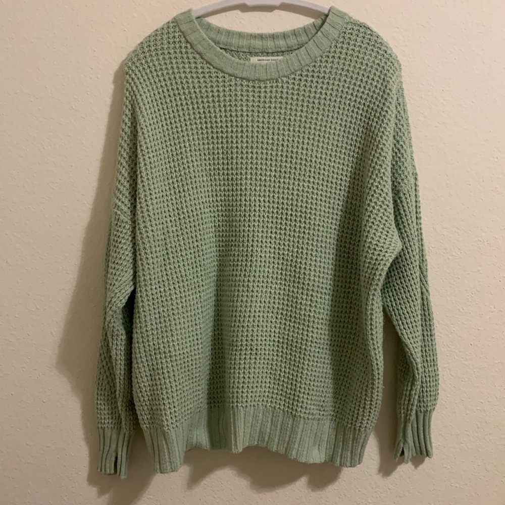 American Eagle Outfitters size small green oversized crew neck sweater